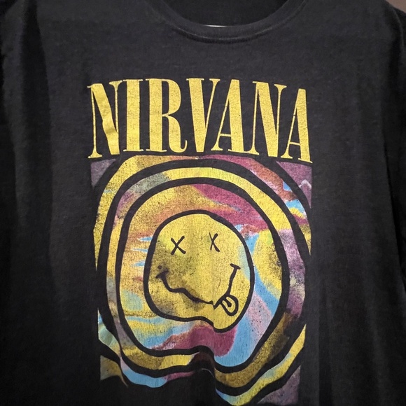 Nirvana T-Shirt Tie Dye Smiley Face Pattern, Short Sleeve, Size Large - Picture 2 of 6